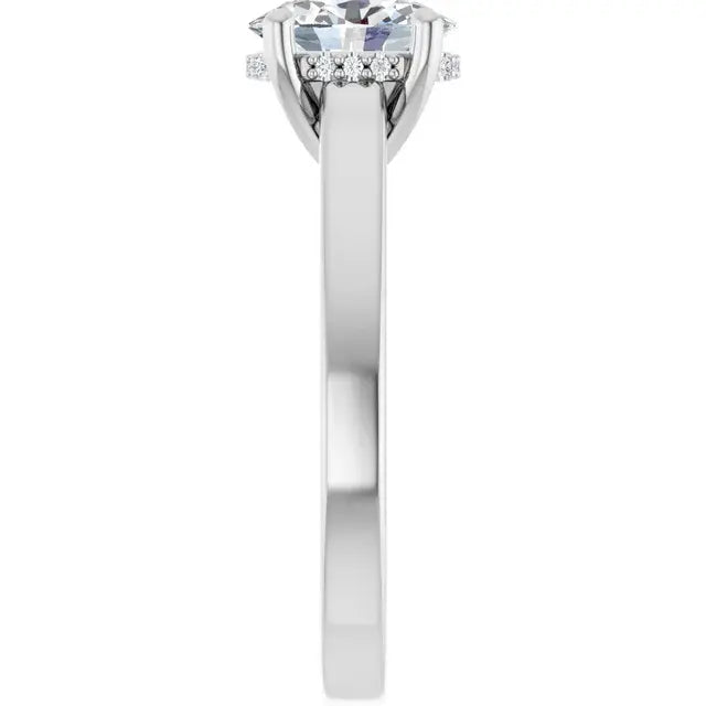 14K White Gold 1 CT Oval-Cut Diamond Solitaire Engagement Ring with Classic Tapered Band
