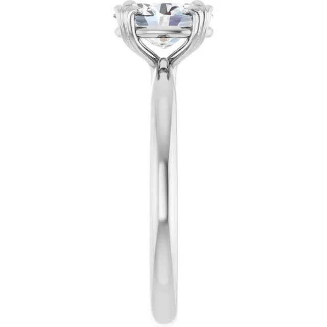 14K White Gold 1 CT Oval-Cut Diamond Solitaire Engagement Ring with Elegant Four-Prong Setting