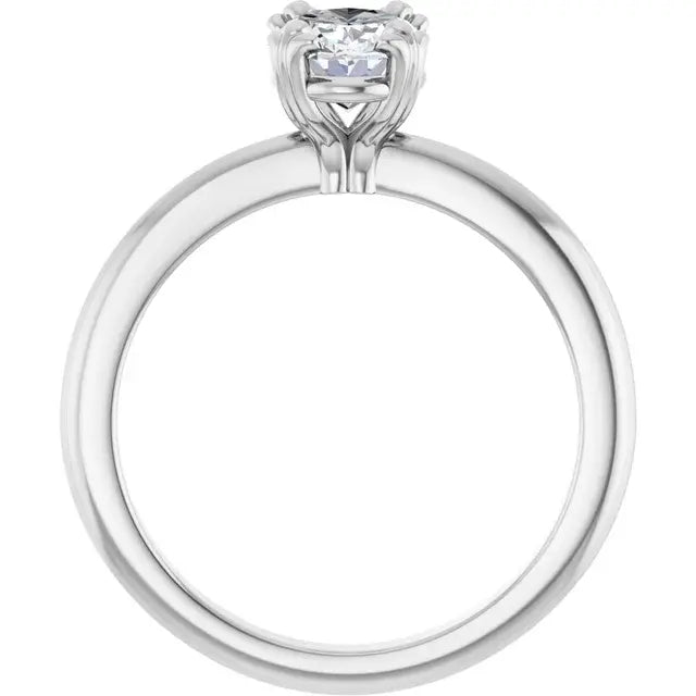 14K White Gold 1 CT Oval-Cut Diamond Solitaire Engagement Ring with Elegant Four-Prong Setting