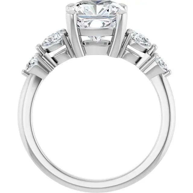 14K White Gold 2.02 CTW Cushion-Cut Lab Grown Diamond Engagement Ring with Solitaire and Pavé Band