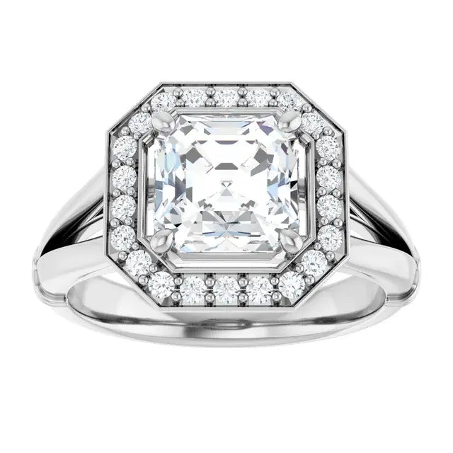 14K White Gold 2.04 CTW Asscher Halo Lab Grown Diamond Engagement Ring