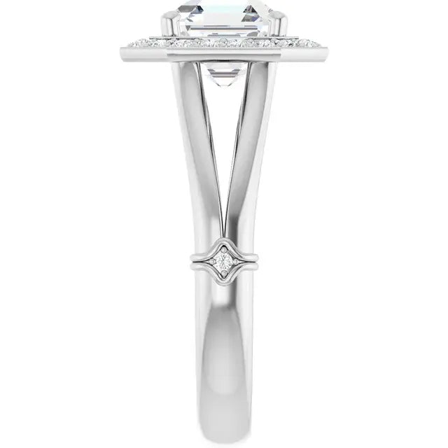 14K White Gold 2.04 CTW Asscher Halo Lab Grown Diamond Engagement Ring