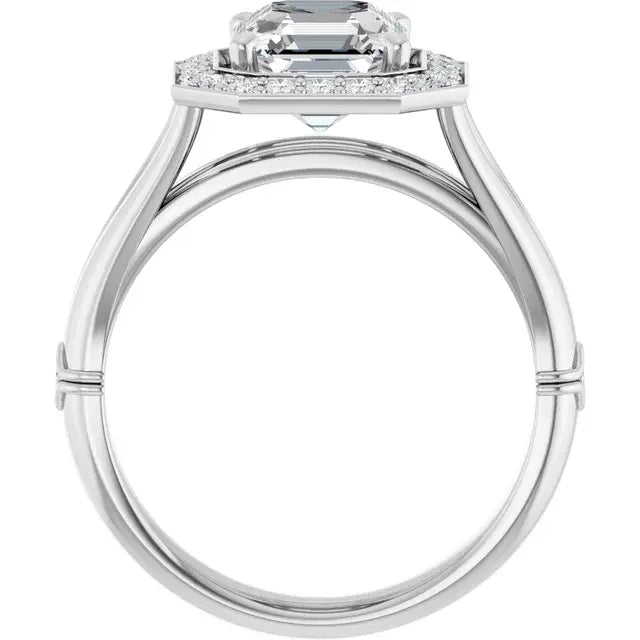 14K White Gold 2.04 CTW Asscher Halo Lab Grown Diamond Engagement Ring