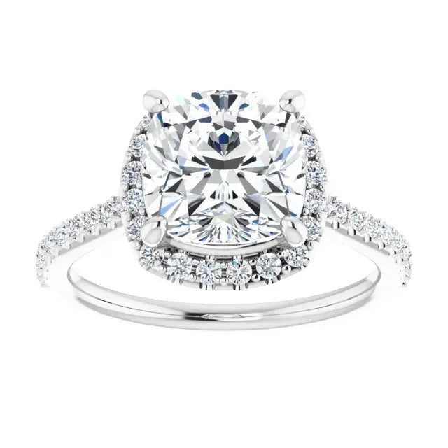 14K White Gold 2.08 CTW Cushion Halo Lab Grown Diamond Engagement Ring