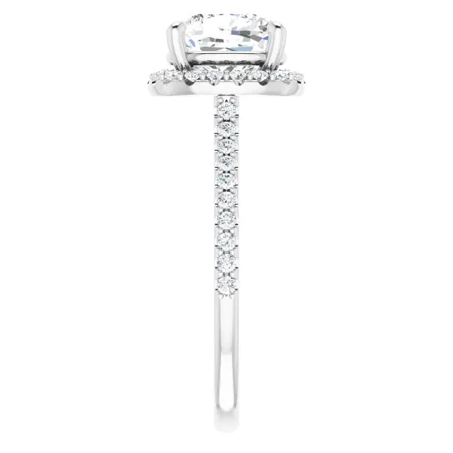 14K White Gold 2.08 CTW Cushion Halo Lab Grown Diamond Engagement Ring