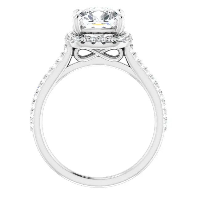 14K White Gold 2.08 CTW Cushion Halo Lab Grown Diamond Engagement Ring