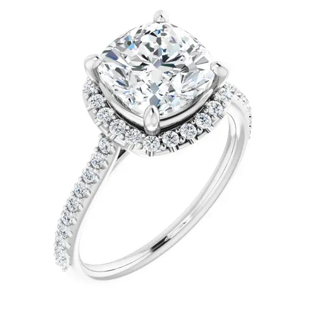 14K White Gold 2.08 CTW Cushion Halo Lab Grown Diamond Engagement Ring