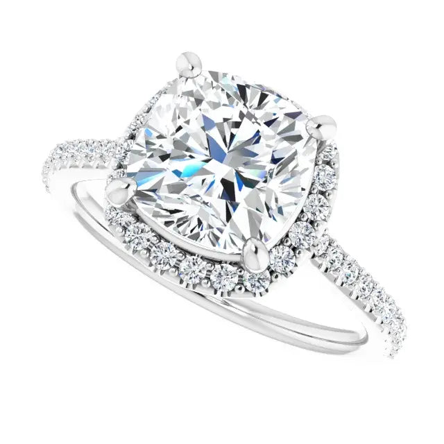 14K White Gold 2.08 CTW Cushion Halo Lab Grown Diamond Engagement Ring