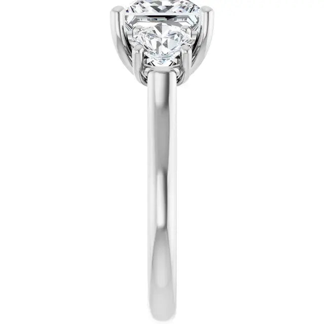 14K White Gold 2.19 CTW Princess-Cut Lab Grown Diamond Three Stone Engagement Ring