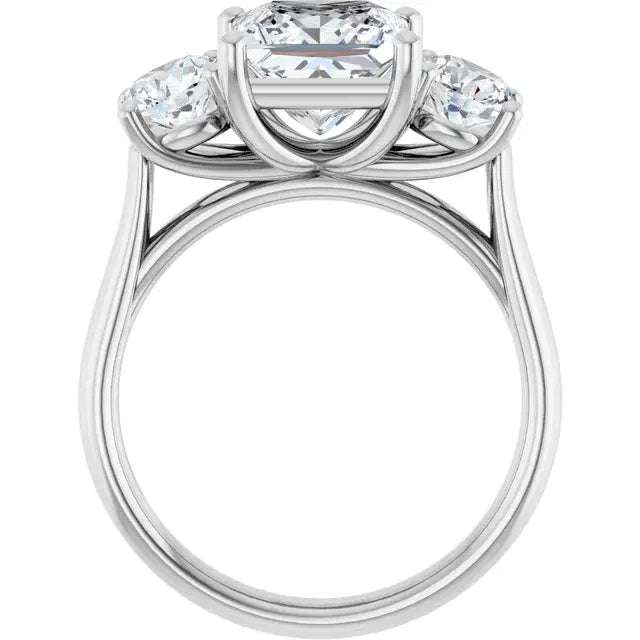 14K White Gold 2.19 CTW Princess-Cut Lab Grown Diamond Three Stone Engagement Ring