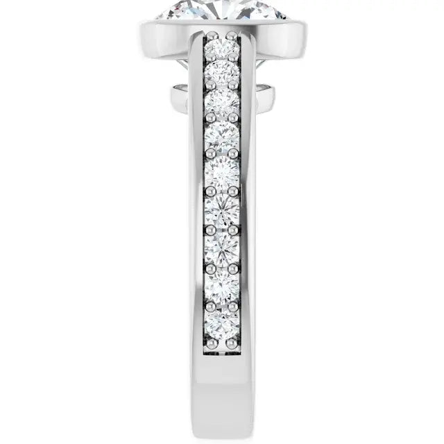 14K White Gold 2.26 CTW Cushion-Cut Lab Grown Diamond Bezel Engagement Ring