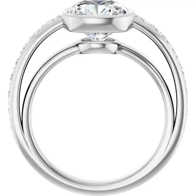 14K White Gold 2.26 CTW Cushion-Cut Lab Grown Diamond Bezel Engagement Ring