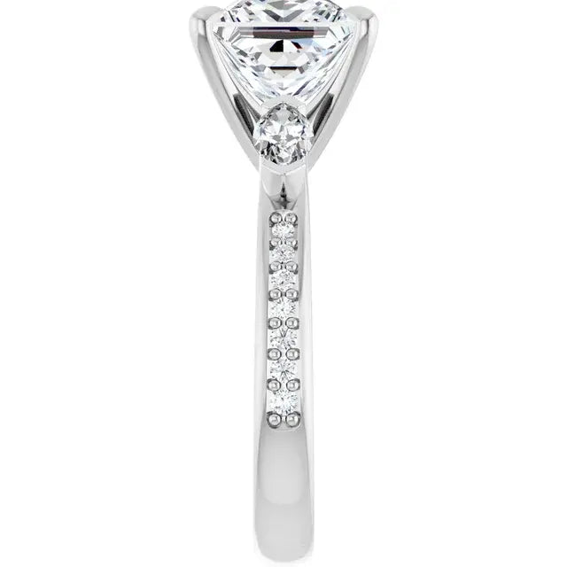 14K White Gold 2.35 CTW Princess-Cut Lab Grown Diamond Three Stone Engagement Ring