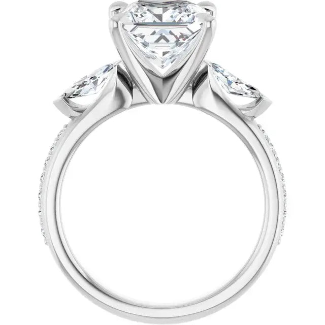 14K White Gold 2.35 CTW Princess-Cut Lab Grown Diamond Three Stone Engagement Ring