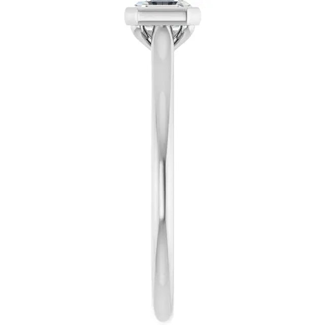 14K White Gold 3/4 CTW Asscher-Cut Diamond Bezel-Set Solitaire Engagement Ring