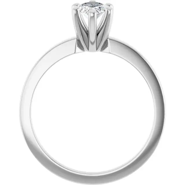 14K White Gold 3/4 CTW Marquise Cut Diamond Solitaire Engagement Ring with Six-Prong Setting