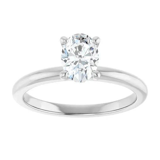 14K White Gold 3/4 CT Oval-Cut Diamond Solitaire Engagement Ring with Classic Four-Prong Setting