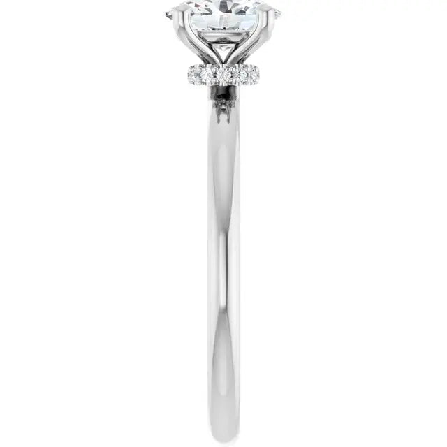 14K White Gold 3/4 CT Oval-Cut Diamond Solitaire Engagement Ring with Classic Four-Prong Setting