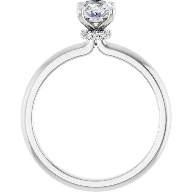 14K White Gold 3/4 CT Oval-Cut Diamond Solitaire Engagement Ring with Classic Four-Prong Setting