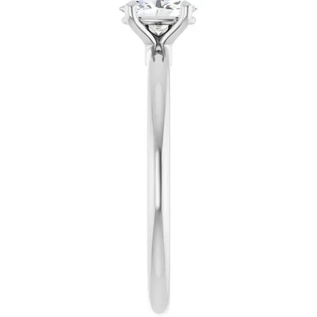 14K White Gold 3/8 CT Oval-Cut Diamond Solitaire Engagement Ring with Classic Four-Prong Setting