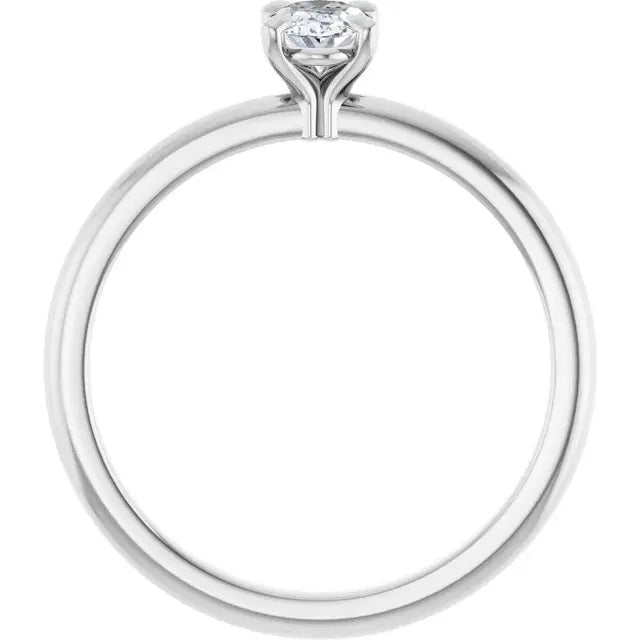 14K White Gold 3/8 CT Oval-Cut Diamond Solitaire Engagement Ring with Classic Four-Prong Setting