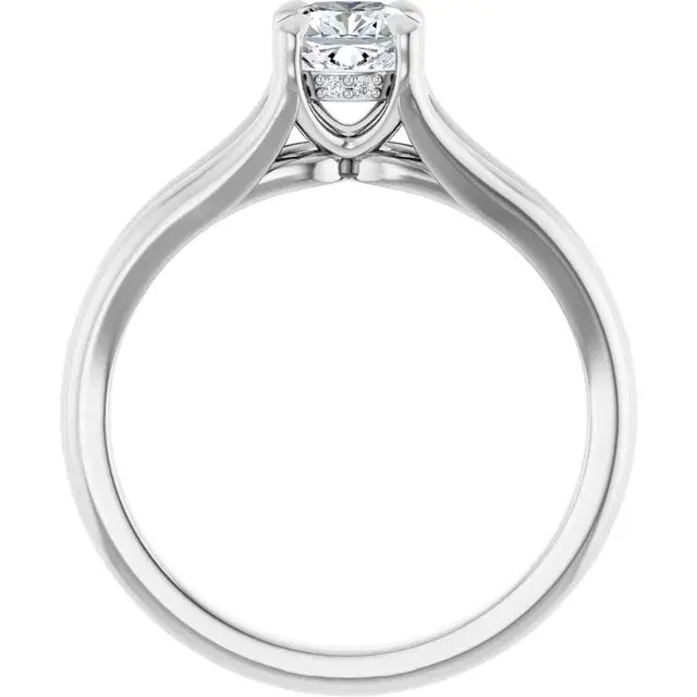 14K White Gold 5/8 CTW Cushion-Cut Diamond Engagement Ring with Split Shank Solitaire Setting