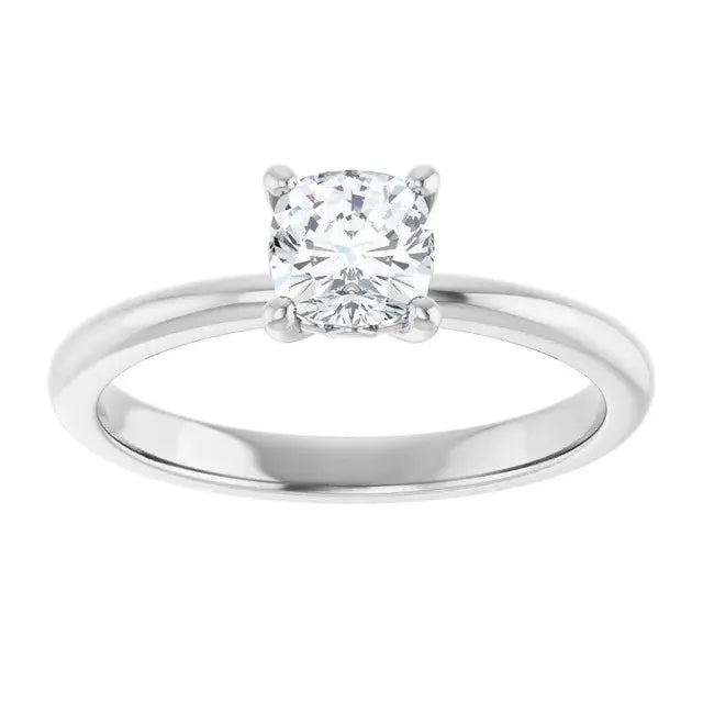 14K White Gold 5/8 CTW Cushion-Cut Diamond Solitaire Engagement Ring