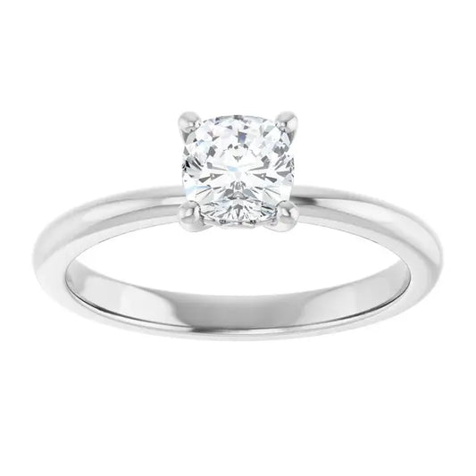 14K White Gold 5/8 CTW Cushion-Cut Diamond Solitaire Engagement Ring