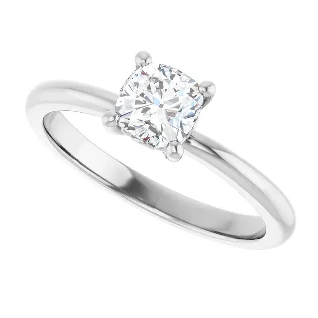 14K White Gold 5/8 CTW Cushion-Cut Diamond Solitaire Engagement Ring