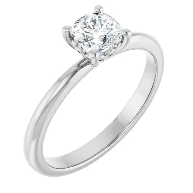 14K White Gold 5/8 CTW Cushion-Cut Diamond Solitaire Engagement Ring