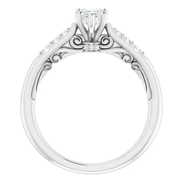 14K White Gold 5/8 CTW Heart-Cut Diamond Engagement Ring with Tapered Pave Accents