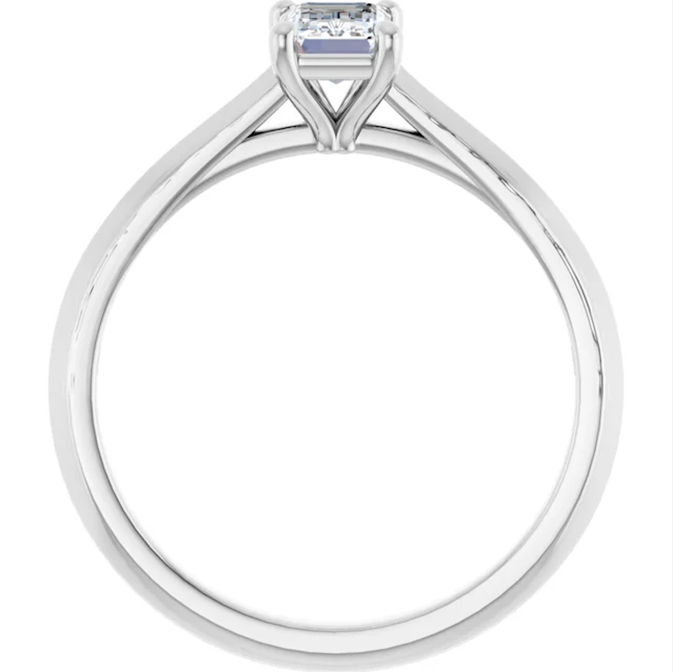 14K White Gold 5/8 CT Emerald-Cut Diamond Solitaire Engagement Ring with Classic Four-Prong Setting