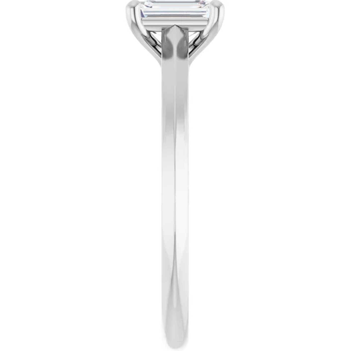 14K White Gold 5/8 CT Emerald-Cut Diamond Solitaire Engagement Ring with Classic Four-Prong Setting