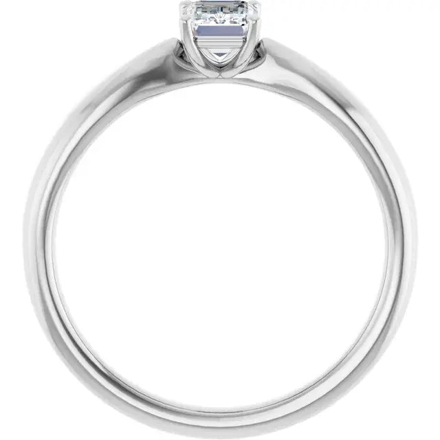 14K White Gold 5/8 CT Emerald-Cut Diamond Solitaire Engagement Ring with Tapered Shank