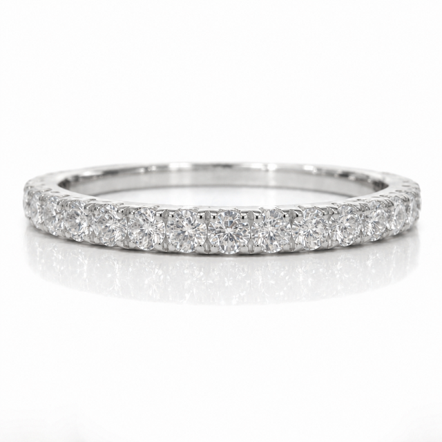 14K White Gold Band with 0.38ctw Natural Diamonds