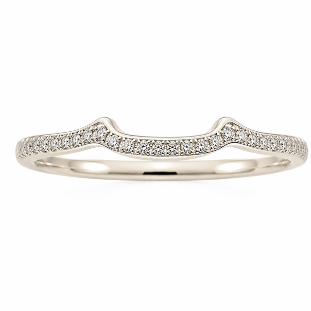 14K White Gold Wedding Band with Natural Diamonds