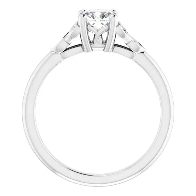 14K White Gold Cushion-Cut Diamond Engagement Ring with Celtic Knot Accents