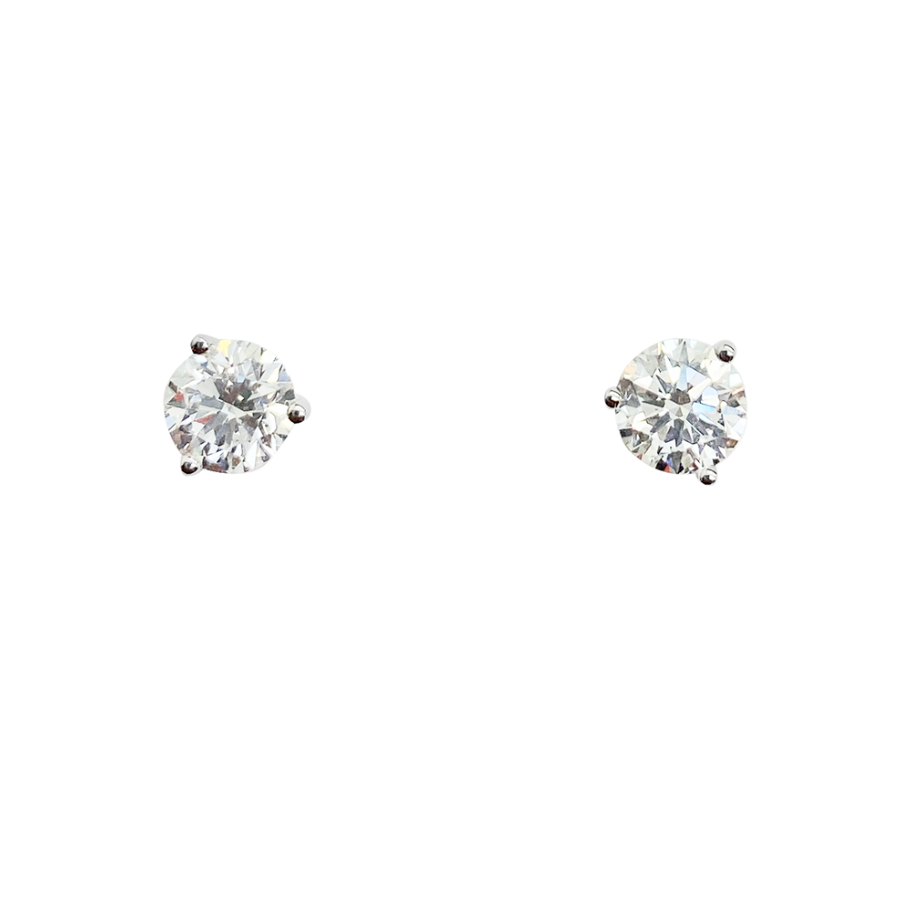 14K White Gold Solitaire Martini Stud Earrings with 2.00cttw Lab Diamonds