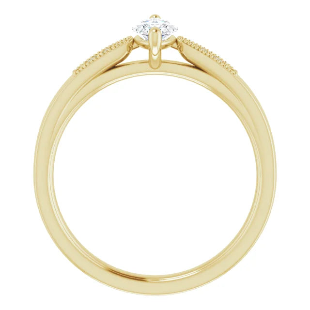 14K White Gold 1.02 CTW Marquise-Cut Lab Grown Diamond Solitaire Engagement Ring with Pavé Band