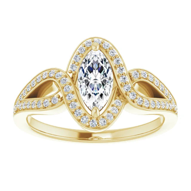 14K White Gold 1.10 CTW Marquise Halo Lab Grown Diamond Engagement Ring