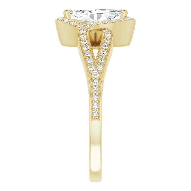 14K White Gold 1.10 CTW Marquise Halo Lab Grown Diamond Engagement Ring