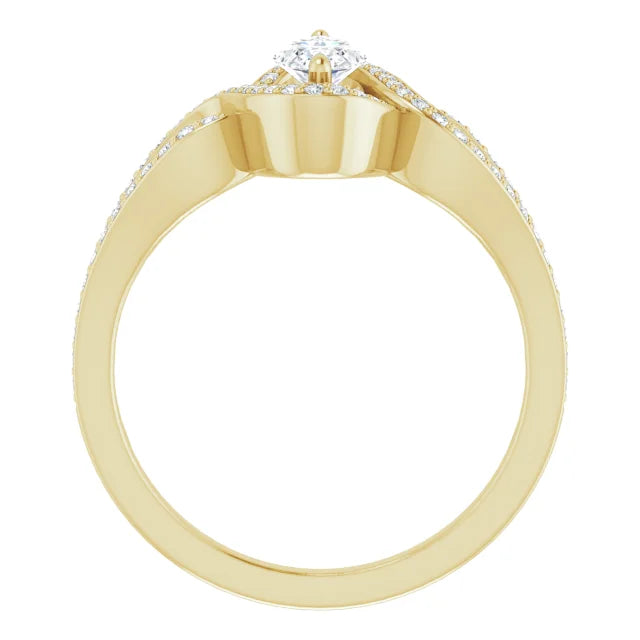 14K White Gold 1.10 CTW Marquise Halo Lab Grown Diamond Engagement Ring