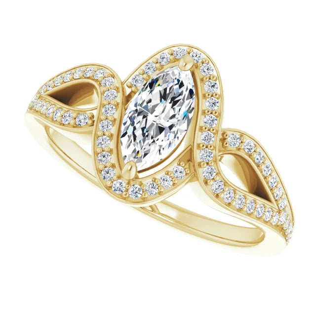 14K White Gold 1.10 CTW Marquise Halo Lab Grown Diamond Engagement Ring