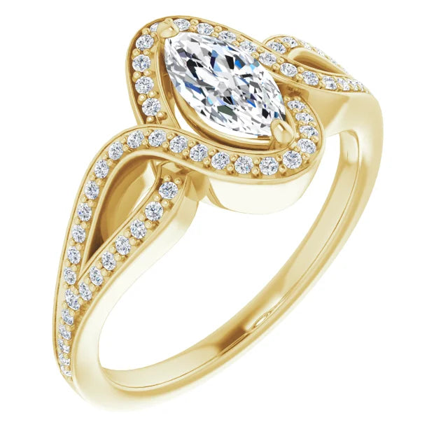 14K White Gold 1.10 CTW Marquise Halo Lab Grown Diamond Engagement Ring