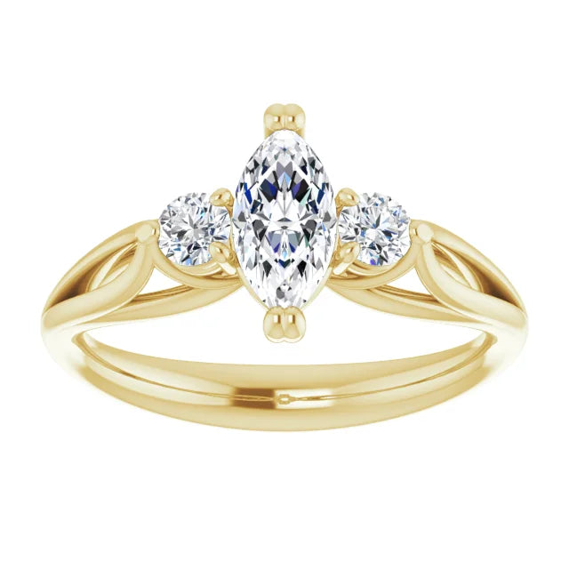 14K White Gold 1.13 CTW Marquise-Cut Lab Grown Diamond Three Stone Engagement Ring