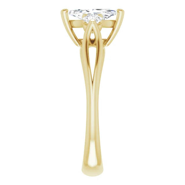 14K White Gold 1.13 CTW Marquise-Cut Lab Grown Diamond Three Stone Engagement Ring