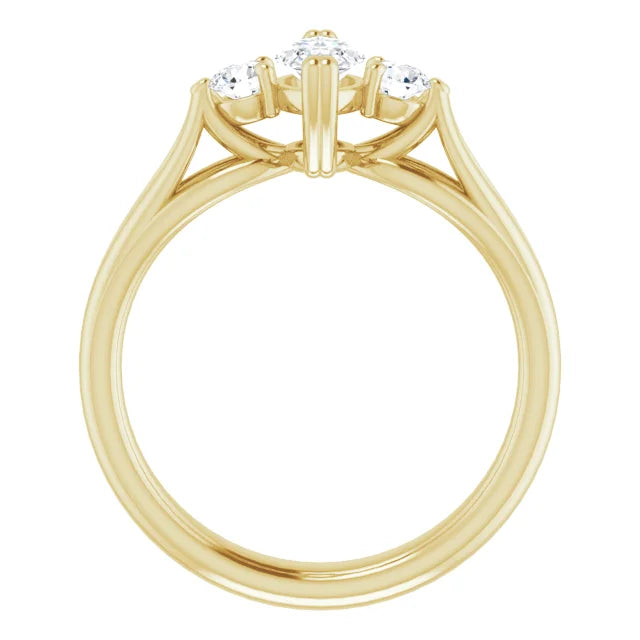 14K White Gold 1.13 CTW Marquise-Cut Lab Grown Diamond Three Stone Engagement Ring
