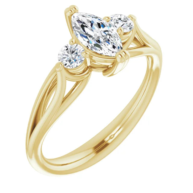 14K White Gold 1.13 CTW Marquise-Cut Lab Grown Diamond Three Stone Engagement Ring
