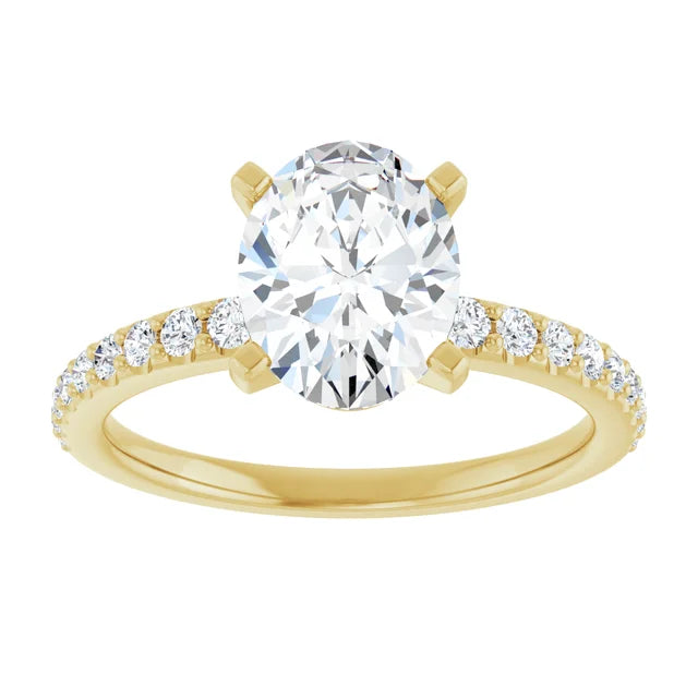 14K White Gold 1.76 CTW Oval Solitaire Pavé Lab Grown Diamond Engagement Ring-Pauls Jewelers