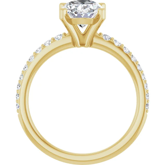14K White Gold 1.76 CTW Oval Solitaire Pavé Lab Grown Diamond Engagement Ring-Pauls Jewelers
